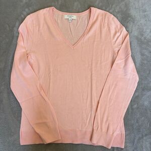 Banana Republic V Neck Sweater Womens Med Soft Pink Cotton Blend Classic